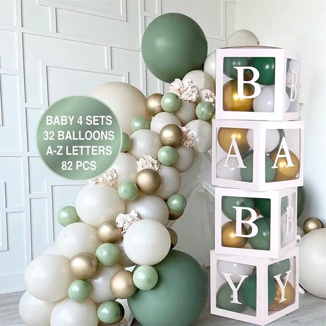 KIWI PARTY green Baby Balloon Box Set for Baby Shower, Gender Reveal & First Birthday