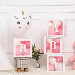 KIWI PARTY Pink Baby Balloon Box Set for Baby Shower, Gender Reveal & First Birthday