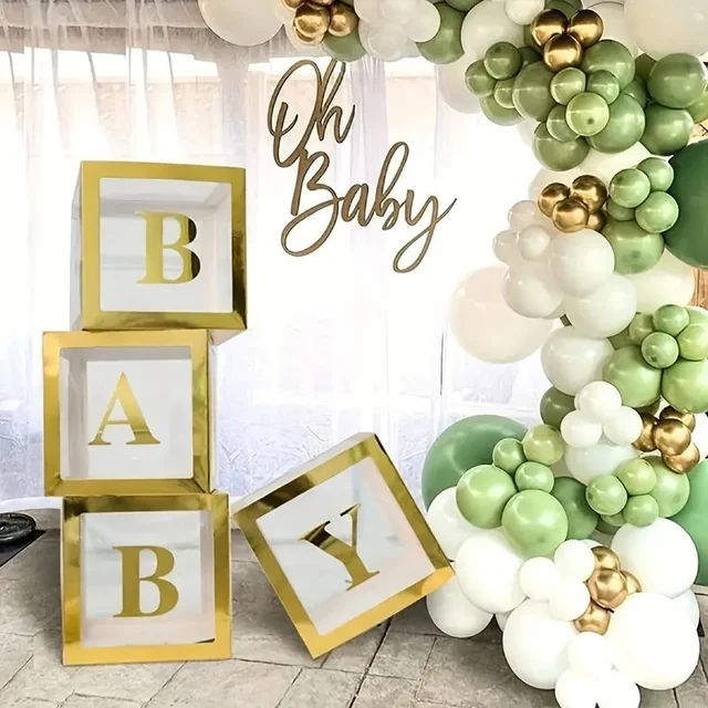 KIWI PARTY Golden Baby Balloon Box Set for Baby Shower, Gender Reveal & First Birthday