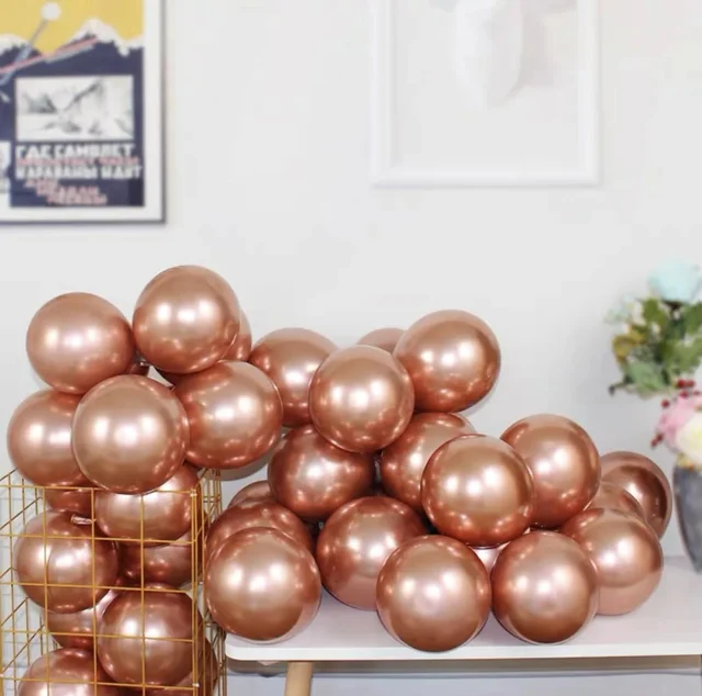 SHUAIAN BALLOONS Rose Gold Color chrome Balloon 50 pcs Pack