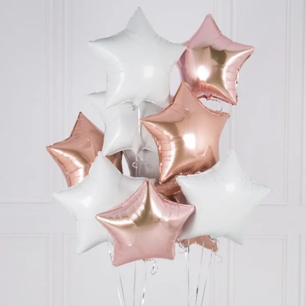 KIWI PARTY White Star Foil Balloon –18INCH Single Piece with Card Packaging