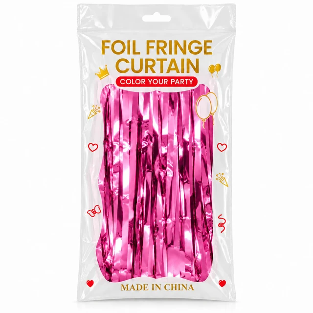 MADE IN CHINA Pink Color Foil Rain Curtain SIZE 3*6 FOOT (Shiny Metallic) (Copy)