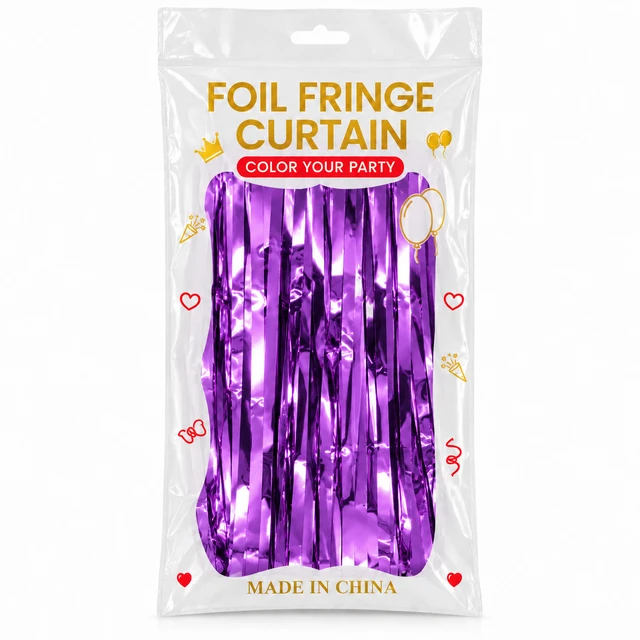 MADE IN CHINA Purple Color Foil Rain Curtain SIZE 3*6 FOOT (Shiny Metallic)
