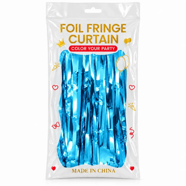 MADE IN CHINA sky Blue Color Foil Rain Curtain SIZE 3*6 FOOT (Shiny Metallic)