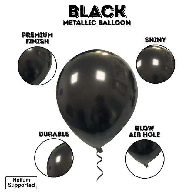 BLACK COLOUR 25 PCS METALLIC BALLOON
