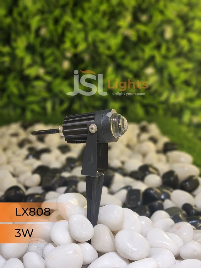 LX 808 3W LED Lens Spike Garden Light - 3W, GR