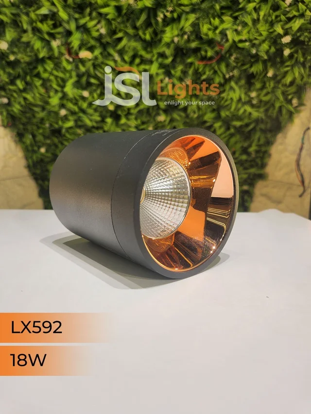 LX592 18W Round Black RG Surface Cylinder Light - 18W, 4000K