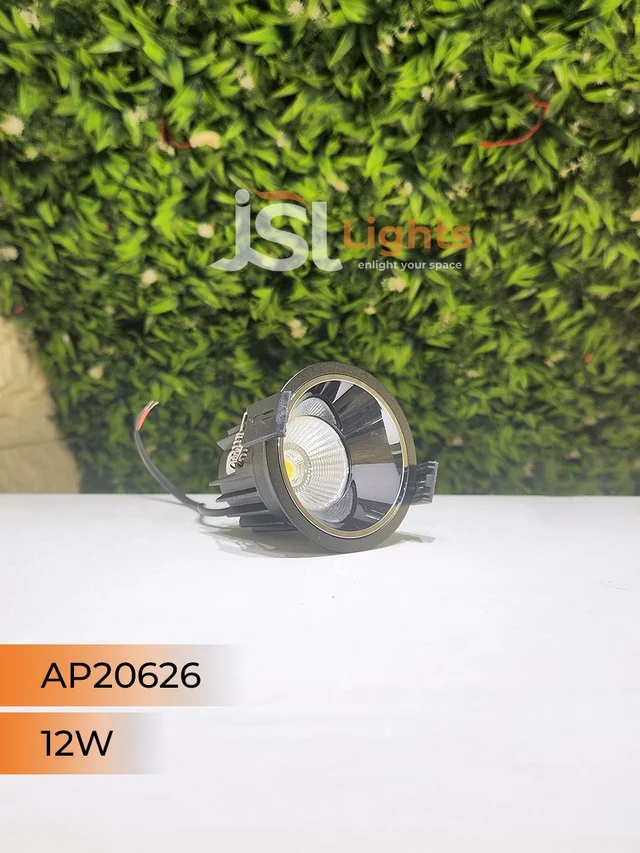 APRA AP 20626 12W Black Deep Recessed COB Downlight PB Reflector - 12W, 4000K, Black