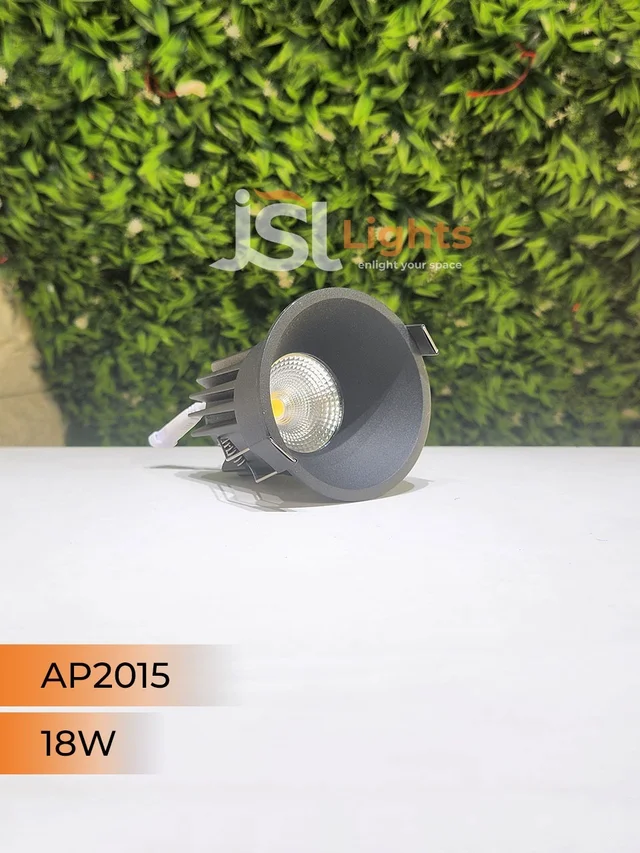 APRA 2015 Deep Recessed COB Downlight | Black & White Body, CRI 80, 130 Lumens/Watt, 2 Year Warranty - 18W, 3000K, Black