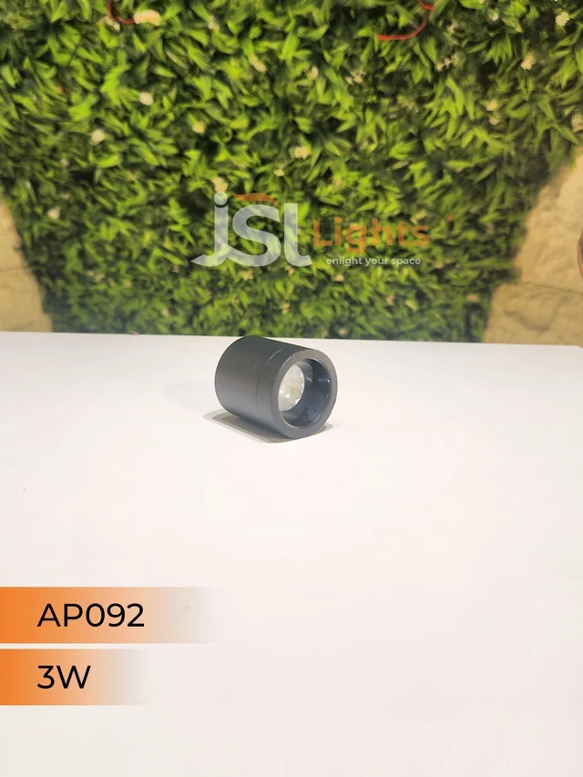 LX 092 3W Round Surface Cylinder Light - 3W, WW, Black
