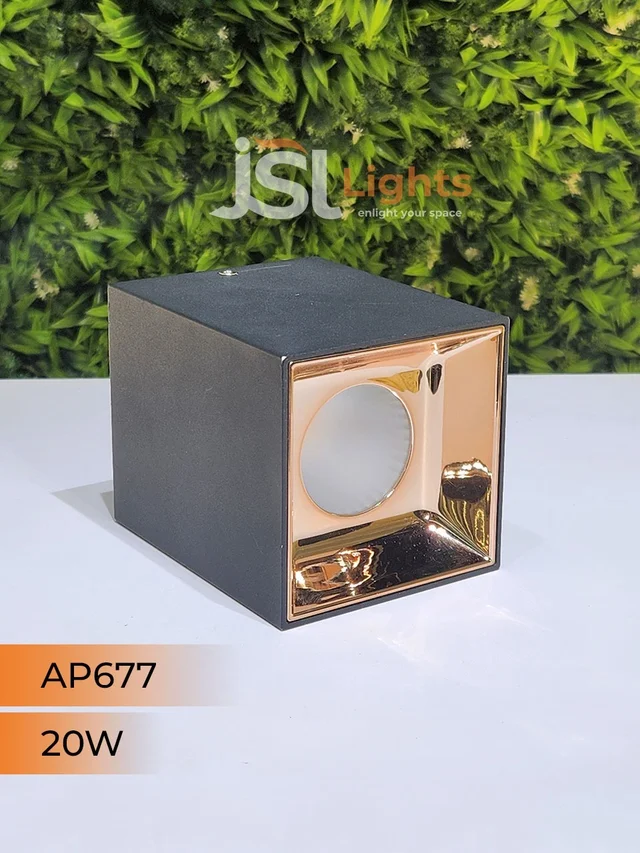 APRA AP677 20W Square White Surface Cylindrical Light - 20W, 3000K, Black