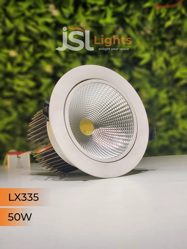 LX 335 50W COB Downlight for Saree, Cloth & Car Showrooms | Double Height Commercial LED | India