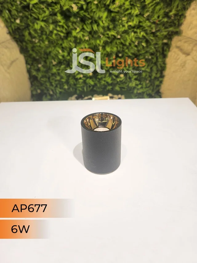 APRA AP677 6W Round Surface Cylindrical Light - 6W, 4000K, Black