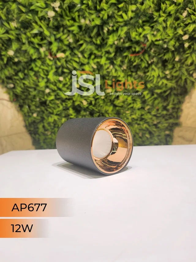 APRA AP677 12W Round Surface Cylindrical Light - 12W, 3000K, Black