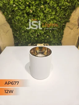 APRA AP677 12W Round Surface Cylindrical Light - 12W, 3000K, White