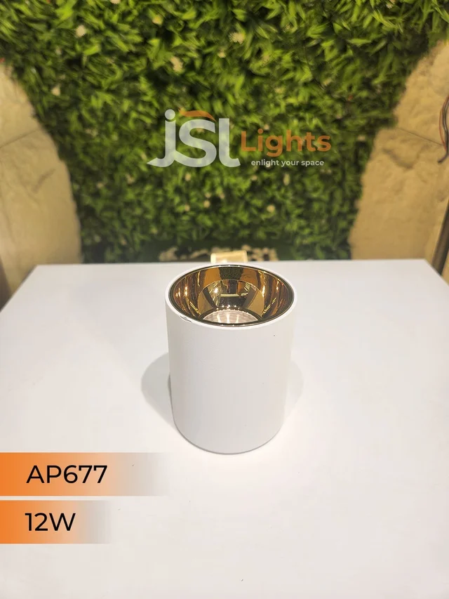 APRA AP677 12W Round Surface Cylindrical Light - 12W, 3000K, White