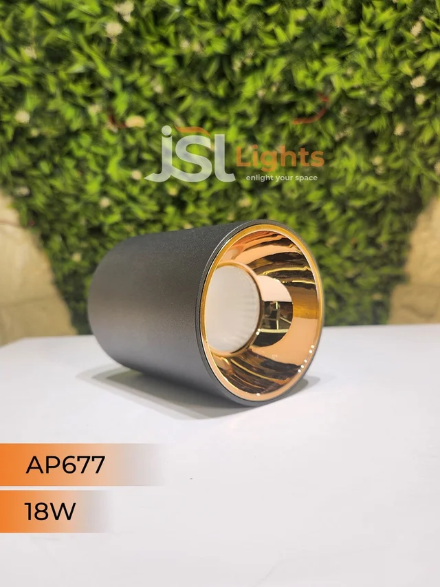 APRA AP677 20W Round Surface Cylindrical Light - 20W, 4000K, Black