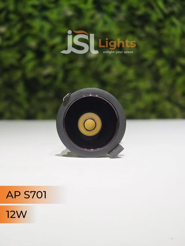 APRA S 701 12W BK PB Round Deep Recessed COB Downlight - 12W, 4000K