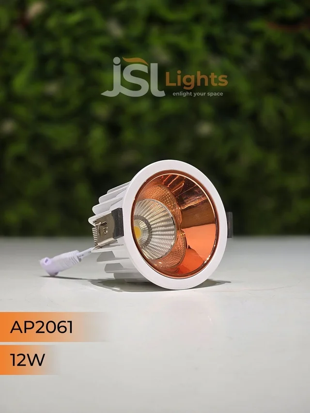 APRA AP2061 18W Deep Recessed COB Downlight - Warm White|White Rose Gold Finish Anti-Glare Ceiling Spotlight - 18W, 3000K