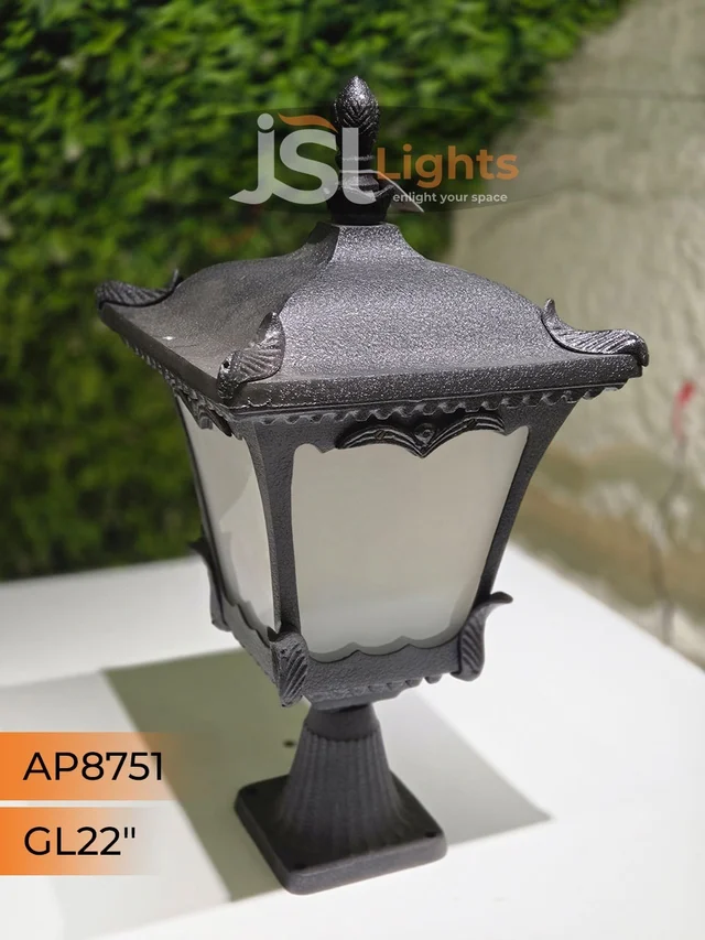 JSL8157 22 Inch Black Outdoor Gate Light | Premium Heritage Pillar Lamp for Villa, Main Gate & Boundary Wall | JSL Lights