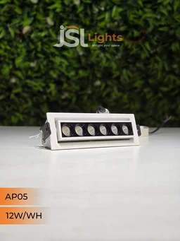 APRA AP05 12W Recessed Linear COB Downlight - Natural White | White GB Finish Adjustable 6-Lens Ceiling Focus Spotlight - 12W, 4000K, White