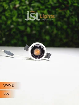 JSL WAVE 7W Deep Recessed COB Downlight - Natural White |White GB Finish Anti-Glare Ceiling Spotlight - 7W, 4000K