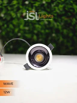 JSL WAVE 12W Deep Recessed COB Downlight - Warm White | White GB Finish Anti-Glare Ceiling Spotlight - 12W, 3000K