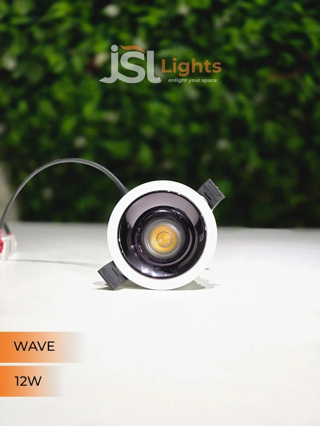 JSL WAVE 12W Deep Recessed COB Downlight - Warm White | White GB Finish Anti-Glare Ceiling Spotlight - 12W, 3000K