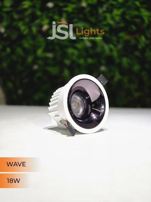 JSL WAVE 18W Deep Recessed COB Downlight - Warm White | White GB Finish Anti-Glare Ceiling Spotlight - 18W, 3000K