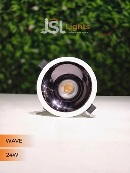 JSL WAVE 24W Deep Recessed COB Downlight - Warm White | White GB Finish Anti-Glare Ceiling Spotlight - 24W, 3000K