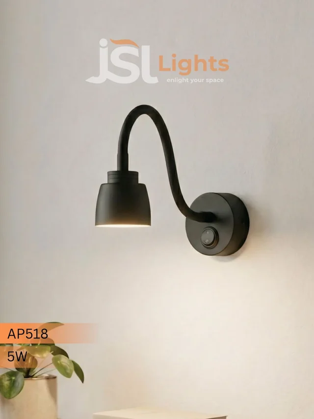 AP518 LED Study Focus Wall Lamp 5W | Adjustable Reading Light for Study & Bedside – JSL Lights - 5W, WW, BLK, 1 Pcs