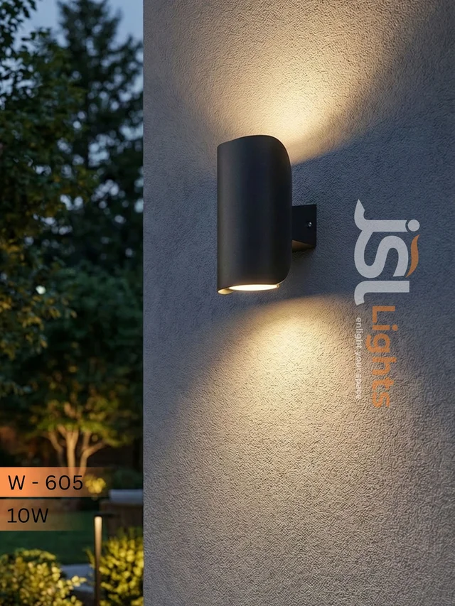 Modern Outdoor W605 LED Wall Light 10w | Decorative Up Down Wall Lamp for Home - 10W, WW, BLACK