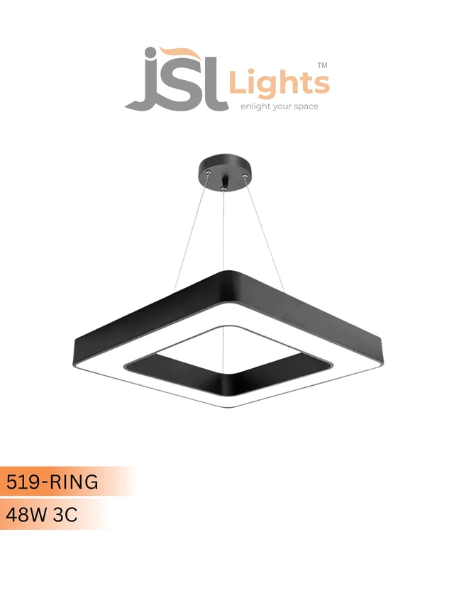 Square Ring 600mm Hanging Light for Gym & Office | 48W Colour Changing LED Light | Model 519