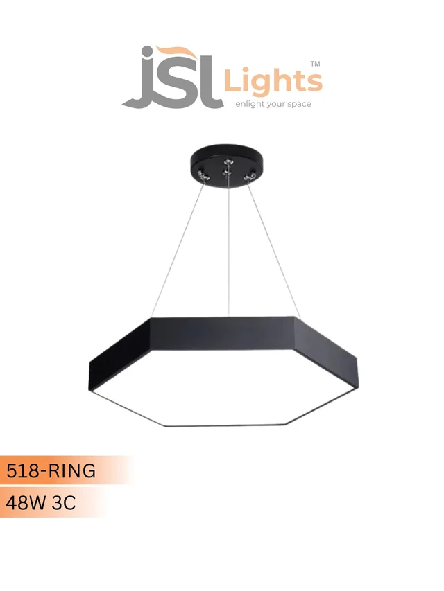 JSL LIGHT Hexa shape 600mm Hanging light for Gym | 518 hanging 48w Gym and office Hanging Lights