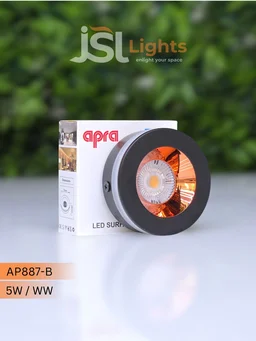 APRA LED AP887-B 5W Surface COB Spotlight - Matte Black & Rose Gold Reflector -Warm White Ceiling Light