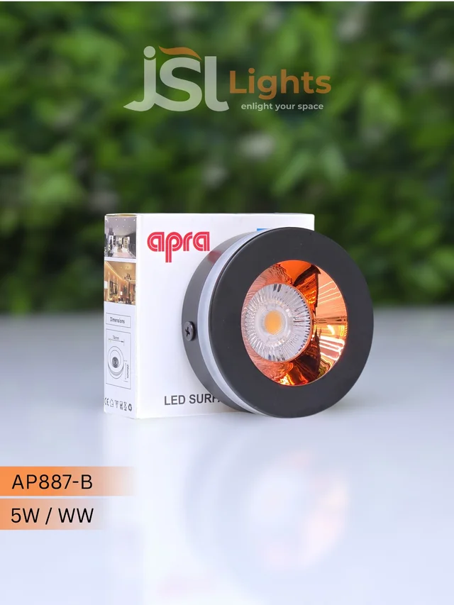 APRA LED AP887-B 5W Surface COB Spotlight - Matte Black & Rose Gold Reflector -Warm White Ceiling Light