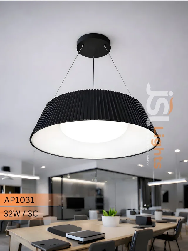 AP1031 Drum Pendent Light 32W Black Body Led Hanging Light| Best for office and Gym