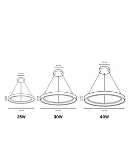 Apra LED AP1003 Smart Ring Pendent Light 400mm 25W Black Body Led Hanging Light| Best for office and Gym - 400mm 25W