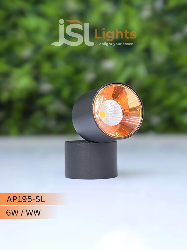 AP195 6W Led Surface Wall Spot Light | Premium Black - PB Finish - 3K, RG