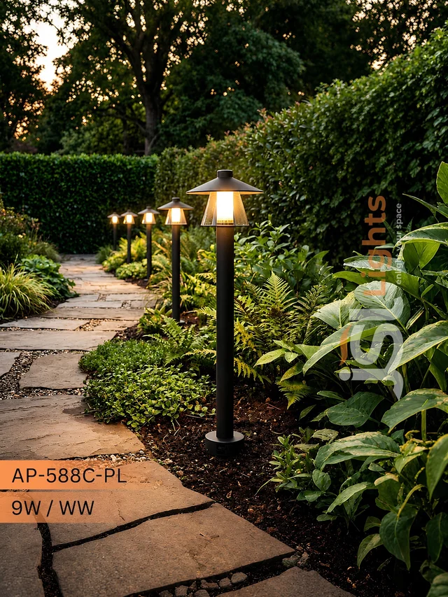 LX LED LX 588C - Bollard 9w Outdoor Garden Light | Premium Black Finish -