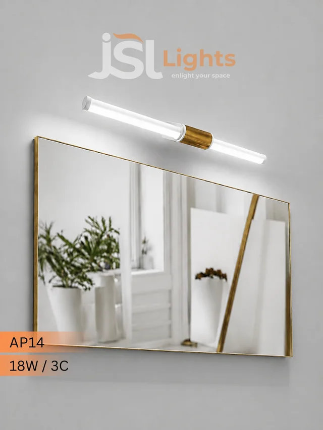 AP14 - 18W LED Mirror Front Light | Luxury Pkw Gold Wall Light | Warm White Anti-Rust Bathroom Vanity & Dressing Table Lighting - 18W