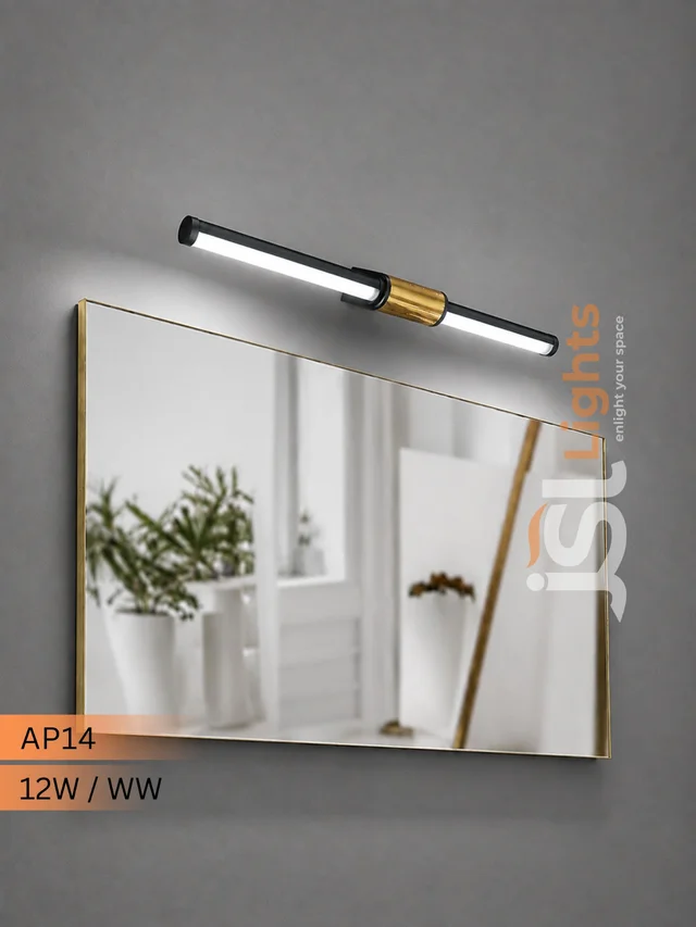 AP14 - 12W LED Mirror Front Light | Luxury Black Gold Wall Light | Warm White Anti-Rust Bathroom Vanity & Dressing Table Lighting - 12W