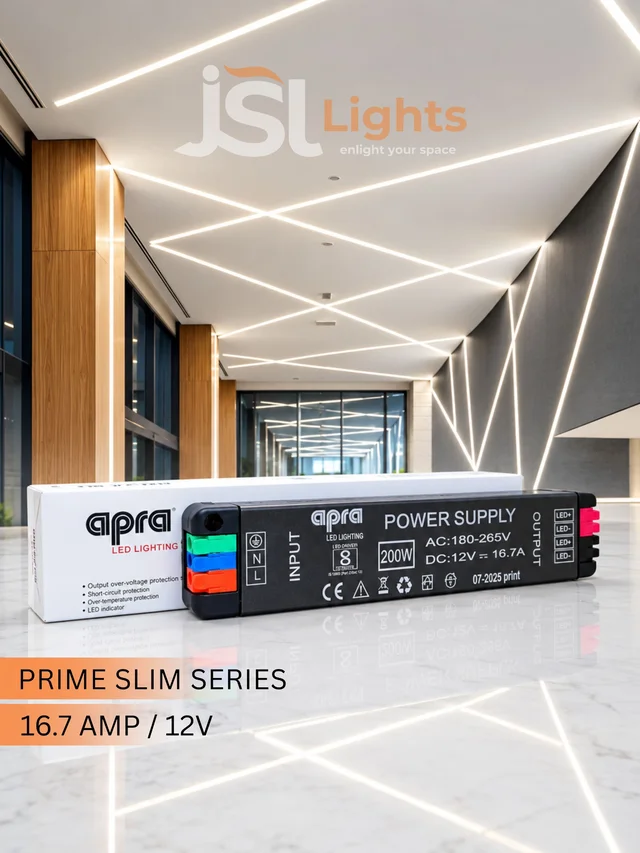 Apra Prime Slim Series 16.7AMP 12V ultra Premium LED strip driver - 16.7AMP, 12V