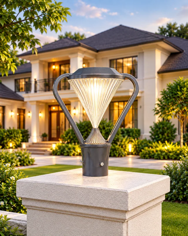 JSL LIGHTS JSL BLOOM GREY PVC GATE LIGHT - OUTDOOR HOME DECOR GATE LAMP PILLAR | WARM WHITE 20W LED LIGHT -