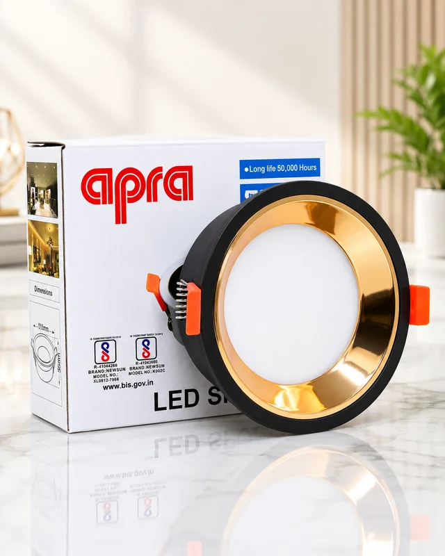 APRA LED AP027A - 12W Deep Recessed COB Downlight Body Black Reflecter RG - 6K, BLK RG