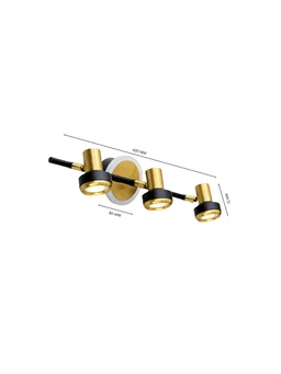 AP-685-WL Premium 18+2W 3-Head LED Mirror Light - Luxury Gold+BLK Finish Modern Bathroom Sconce - Adjustable Cabinet & Picture Wall Light