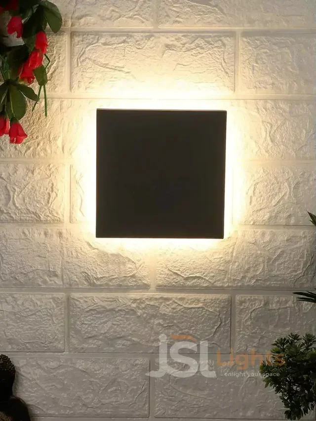 7080 12W Black Square Moon Outdoor Wall Washer - SQ