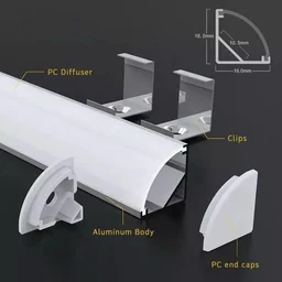 JSL LIGHT JSL 16×16mm Corner Aluminium LED Profile Channel with PC Diffuser | 3 Meter Length | Cabinet & Furniture Lighting