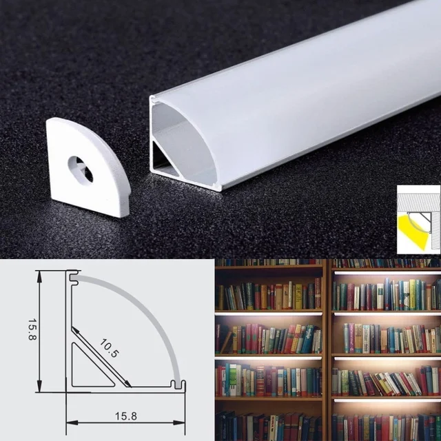 JSL LIGHT JSL 16×16mm Corner Aluminium LED Profile Channel with PC Diffuser | 3 Meter Length | Cabinet & Furniture Lighting