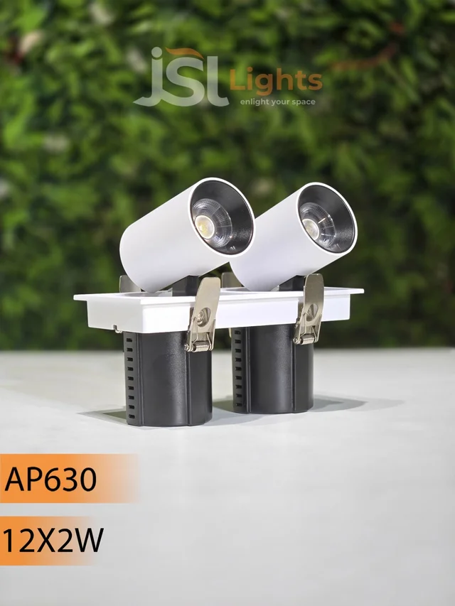 AP630 12X2W Double Recessed COB Downlight - ( Natural White ) White Finish Adjustable Twin Ceiling Focus Spotlight - 24W, 4000K, White